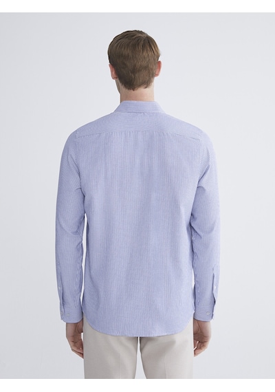 Lcw Busıness Lacivert Slim Fit Uzun Kollu Çizgili Erkek Gömlek