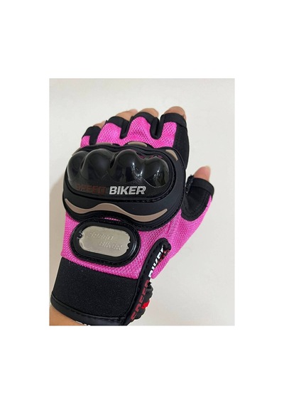 Probiker Motosiklet Eldiveni Darbe Korumalı Ce Sertifikalı Yarım Parmak Motor Bisiklet Eldiveni Pembe