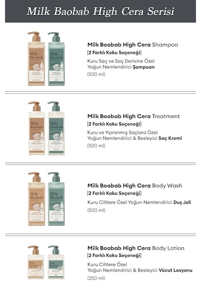 Kuru Saçlara Özel Yoğun Nemlendirici Şampuan Mılk Baobab High Cera Shampoo Pear&freesia