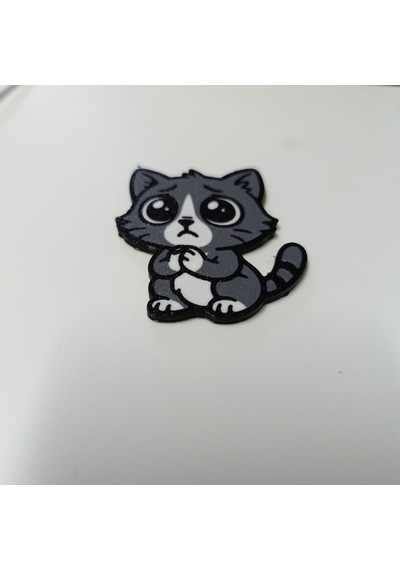 Elleri Birleşik Gri Kedi Magnet