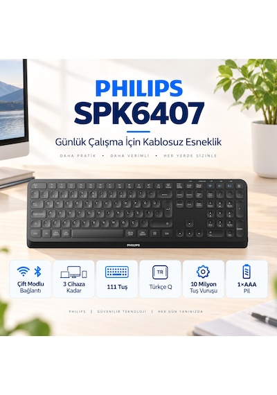 Philips SPK6407 Kablosuz Türkçe Q Klavye