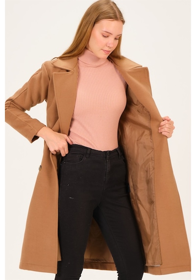 Dewberry Bayan Palto Z6765 Camel