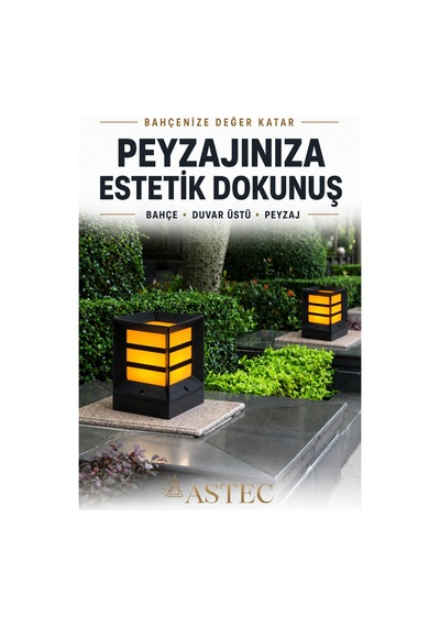 Astec Modern Bahçe Duvar Üstü Aydınlatma Izgaralı Küp Armatürü Siyah Kare Dış Mekân Peyzaj Lambası E27 Duylu