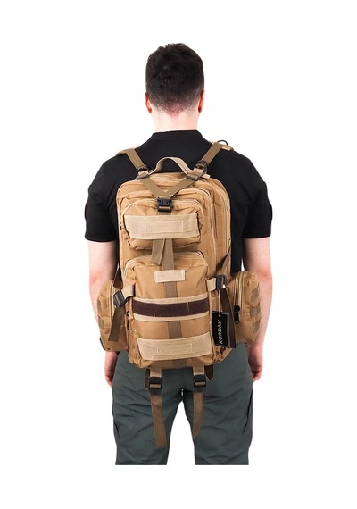 42 Lt Bej Cırtlı Yan Cepli Tactical Sırt Çantası -outdoo Bej