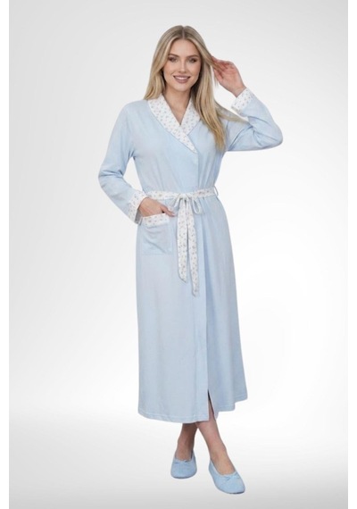 Mecit Pijama Mecit 6384 Mavi Büyük Beden Kadın Sabahlık Pijama Gecelik Seti