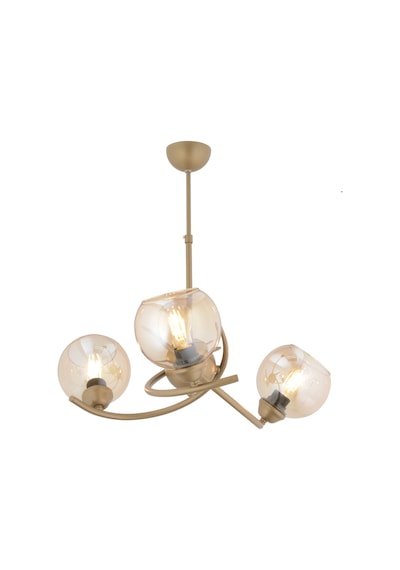 Pireal 3'lü Yuvarlak Eskitme Bal Camlı Modern Oturma Odası Salon Avize Eskitme