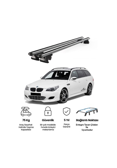 Venüs Bmw 5 Series Touring E61 2004-2010 Uyumlu Gri Ara Atkı Port Bagaj Tavan Barı