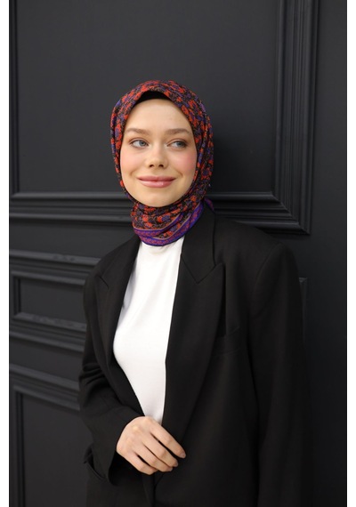 Silk Home Soft Eşarp 73077-07 Siyah, Saks, Parlak Turuncu