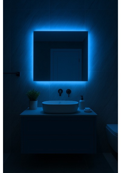 Digital Hayat Rgb Led Işıklı Kare Ayna Dekoratif Banyo Makyaj Aynası Sınırsız Renk Çok Renkli