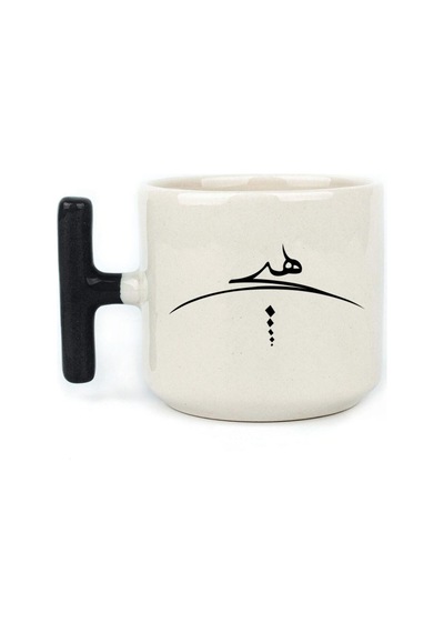 Hiçlik Sembolü Baskılı Mor Kulplu T Kupa Bardak Fincan Mug Siyah Kulp