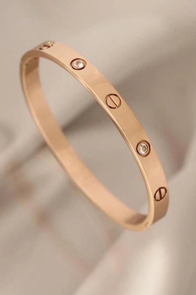 Taşlı Rose Çelik Bileklik Rose Gold