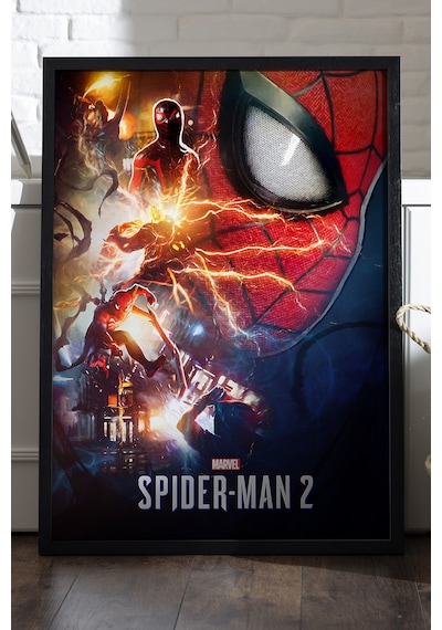 Spider-man 2 Siyah Ahşap Çerçeveli Poster, Dekoratif Oyun Duvar Tablosu
