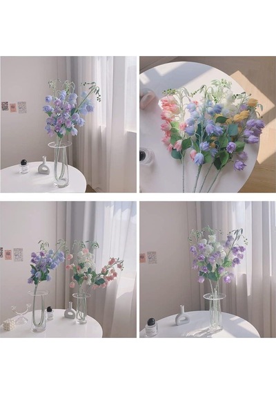 Yapay Çiçek Çan Çiçeği Mavi 85cm Tek Dal Kumaş Çiçek Uzun Dal Mavi