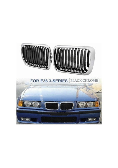 E36 Izgara, Siyah Böbrek Ön Tampon Böbrek Izgara Izgaraları - E36 3-serisi 318ı 323ı 328ı M3 1997-1999 Siyahgümüş