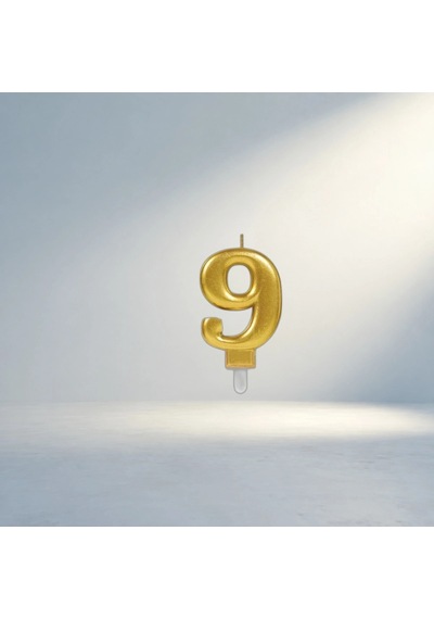 Gold Renkli 9 Rakam Mum Şık Tasarım Ve Dekoratif Kullanım İçin 256