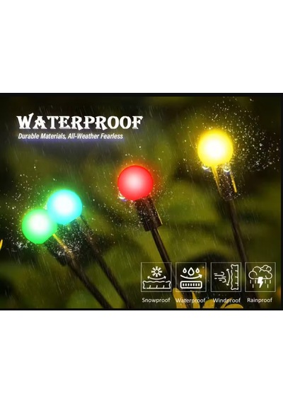 Solar 8 Top Çok Renkli Ateş Böceği Led Bahçe Aydınlatma Solar Bahçe Süsü Çok Renkli