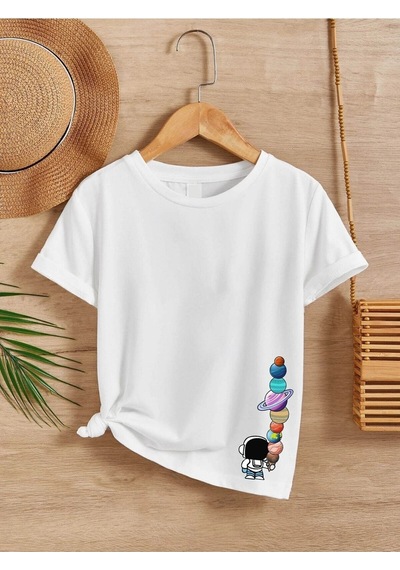 Noıssey Kod:vsk Beyaz Çocuk T-shirt Kids-yan-gezegenler-