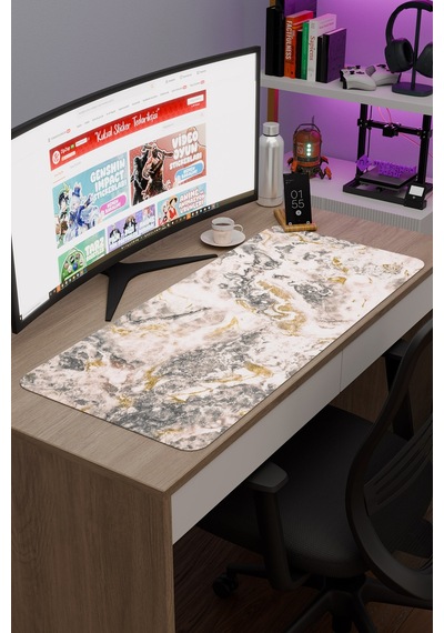 Traverten Kaymaz Dikişli Kauçuk Oyuncu Mousepad V5 - 90x40 Xxl Gaming Mouse Pad Fare Altlığı