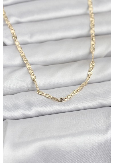 Ceylan Adam Cm 14k Gold Renk Lazer Zincirli Model 60 Cm Kadın Kolye Çok Renkli