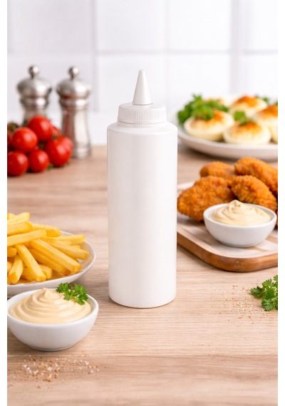 Sosluk Sıkma Şişesi 750 Ml Bpa Free Mayonez Sos Şişesi Endüstriyel Kullanım Beyaz