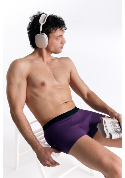 Albero Natur Gots Sertifikalı Organik Pamuk Erkek Trunk Boxer İç Çamaşırı Mor