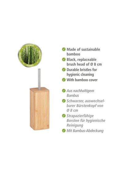 Bambu Tuvalet Fırçası Tutucu, Metal, Ahşap, 37,5 X 11 X 11 Beyaz - Çok Renkli