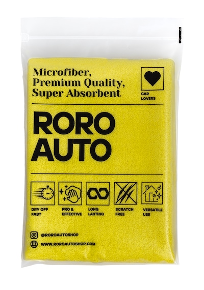 Roro Auto Everest Çift Taraflı Mikrofiber Araç Kurulama Bezi & Oto Yıkama Havlusu 30X60 Sarı