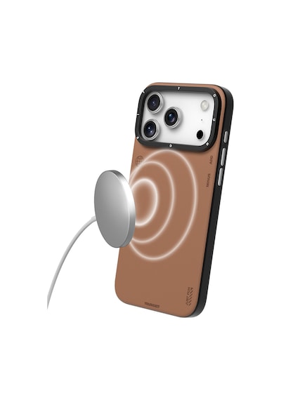 Apple Uyumlu iPhone 17 Pro Max Kılıf M-safeli Basit Mat Deri Desenli Youngkit Tech Fashion Seri Kapak Kahverengi Kahverengi