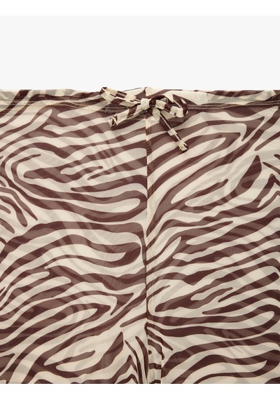Koton Zebra Desenli Transparan Tül Palazzo Pareo Pantolon Kahverengi Desenli 6sak60012mk