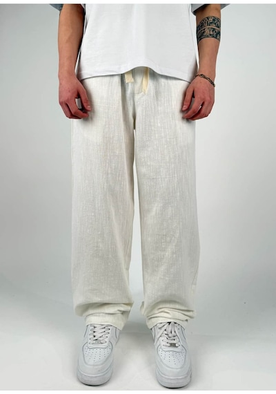 Zaee Keten Baggy Pantolon Beyaz