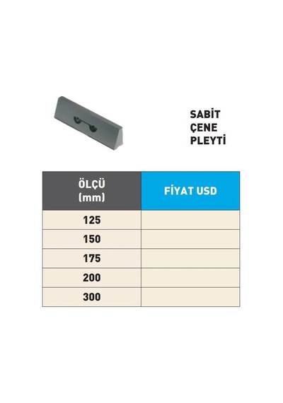 Fett 300mm Krasnic Süper Hassas Tezgah Mengene Sabit Çene Pleyti