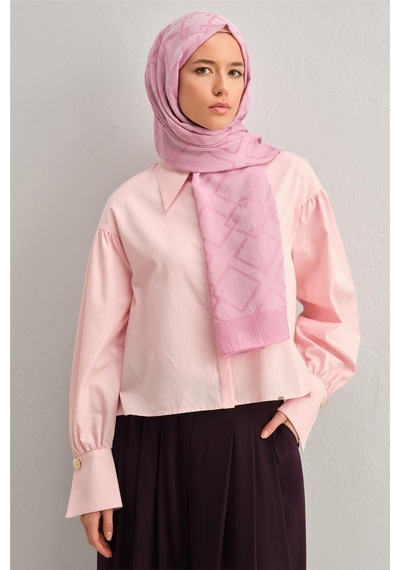 Armine Tencel İpek Zincir Desen Şal 32110 Pembe