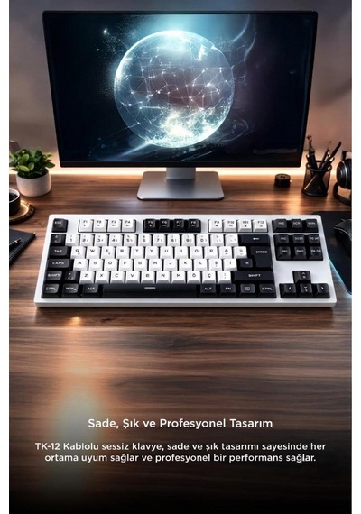 Kablolu Klavye Rgb Işıklı Sessiz Q Klavye Tk12