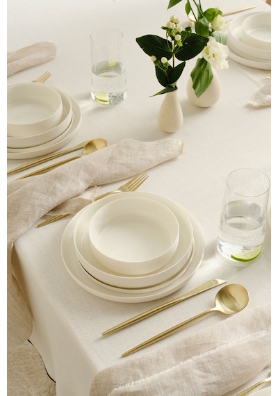 Karaca  Earth Collection Finesse 24 Parça 6 Kişilik Yemek Takımı Beyaz