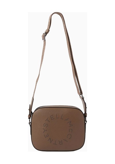 Stella Mccartney Studded Logo Gri Alter Mat Vegan Deri, Kamera Omuz Çantası