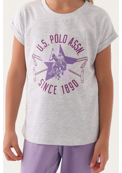 U.s. Polo Assn Lisanslı Starry Kar Melanj Kız Çocuk Pijama Takımı 5274-43205 Kar Melanj