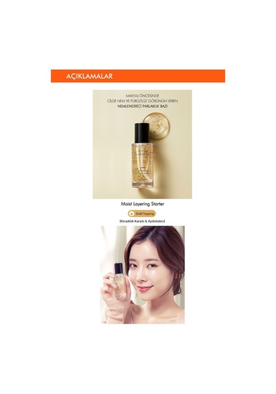 Altın İçeren Nem Ve Parlaklık Veren Makyaj Bazı 30ml Moist Layering Starter Gold Topping