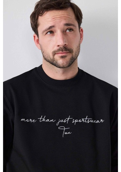 D's Damat Relaxed Fit Siyah Nakışlı Sweatshirt 2ECE25ORT0694 Siyah