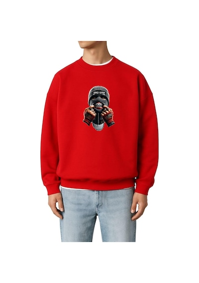Benroma 3 İplik Penye Ahmed Osman Baskılı Unisex Sweatshırt Kırmızı