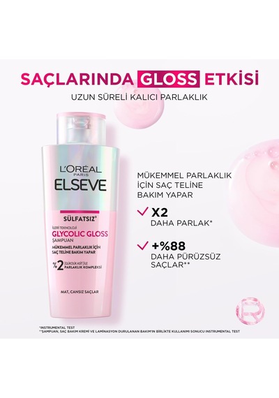 L'oreal Paris Glycolic Gloss Mükemmel Parlaklık İçin Bakım Yapan Şampuan 200 Ml