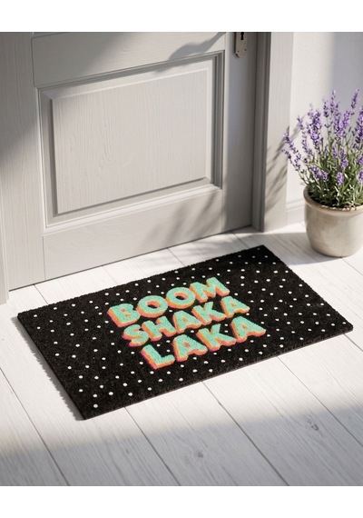 Siyah Hindistan Cevizi Lifi Boom Shaka Laka Kapı Önü Paspası 45x1,5x75 Cm