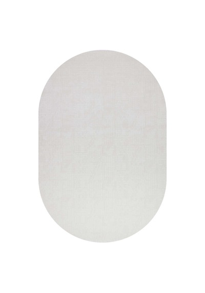 Geometrik Abstract Desenli Prato İpeksi Lüks Viskon Oval Halı Pr08 Gri Beyaz