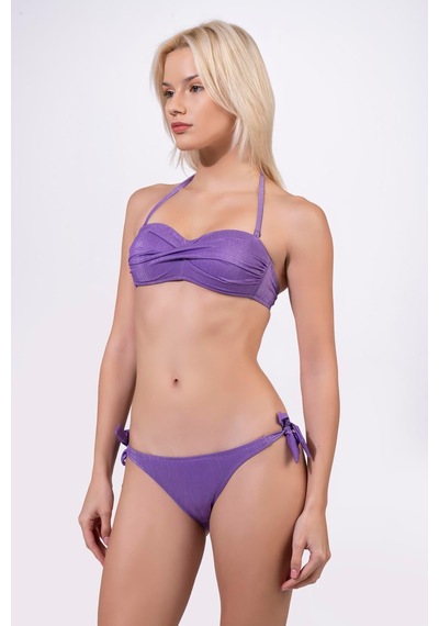 Endeep Kadın Çapraz Detaylı Kaplı Simli Bikini Takımı Mor