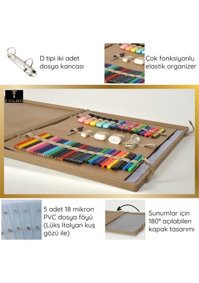 Fogho A2 Boy Vizon Lüks Proje Çizim Çantası - Deri Sanat Çantası