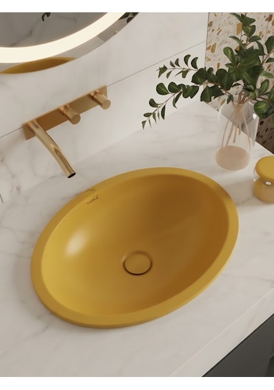 Thorax Vesta Leke Tutmaz Mat Tezgaha Gömme Banyo Lavabosu Eviyesi - Kişiselleştirilebilir Sınırsız Renk Seçenekli Çok Renkli