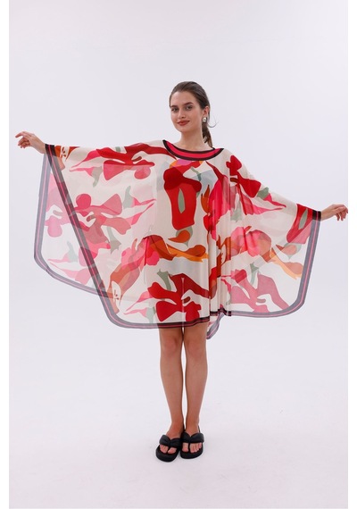 Tarzını Seç Kısa Kimono Pareo - Tesettür Pareo - Kemer Model 180x135 Cm Çok Renkli
