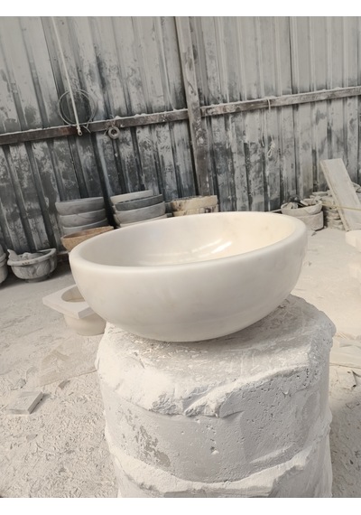Afyon Beyaz Mermer Çanak Lavabo