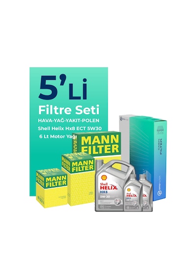 Mann Jaguar Xf 2.2 Dizel Filtre Bakım Seti Shell Motor Yağlı (2010-2015) 5 Li