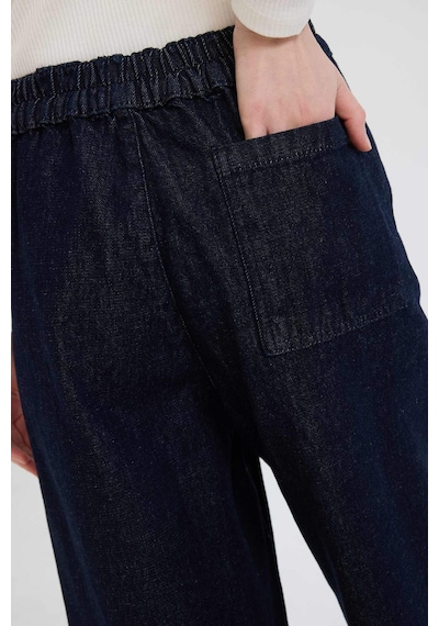 DeFacto Barrel Fit Beli Lastikli Bilek Boy Cepli Yumuşak Jean Pantolon E3873AX25SPNM82