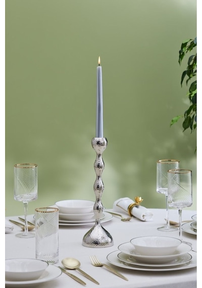 Karaca  Arlen Tekli Şamdan Silver 32 Cm
